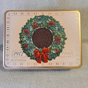 Vintage 1990 Nabisco Oreo Christmas tin 1912 to 1990 75th Anniversary